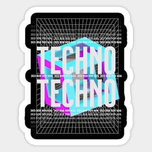 TECHNO  - Bold Geometry (White) Sticker